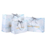 Wholesale Custom Manufacturer Famous Brand Handle Square Bottom Gift Fancy Shopping White Marbled Paper Bag With Your Own Logo