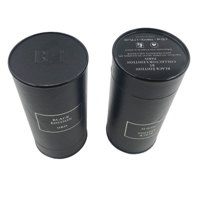 50ml luxury black recycled round cardboard gift box cosmetic packaging perfume box