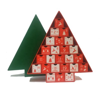 Creative Christmas Gift  Paper Decor Calendar 24 Drawers Countdown Tree Shape Storage Box Jewelry Candy Gift Box